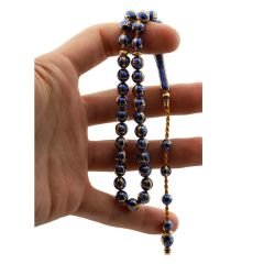 Mavi Mine İşleme Erkek Altın Tesbih