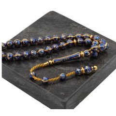 Mavi Mine İşleme Erkek Altın Tesbih