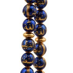 Mavi Mine İşleme Erkek Altın Tesbih