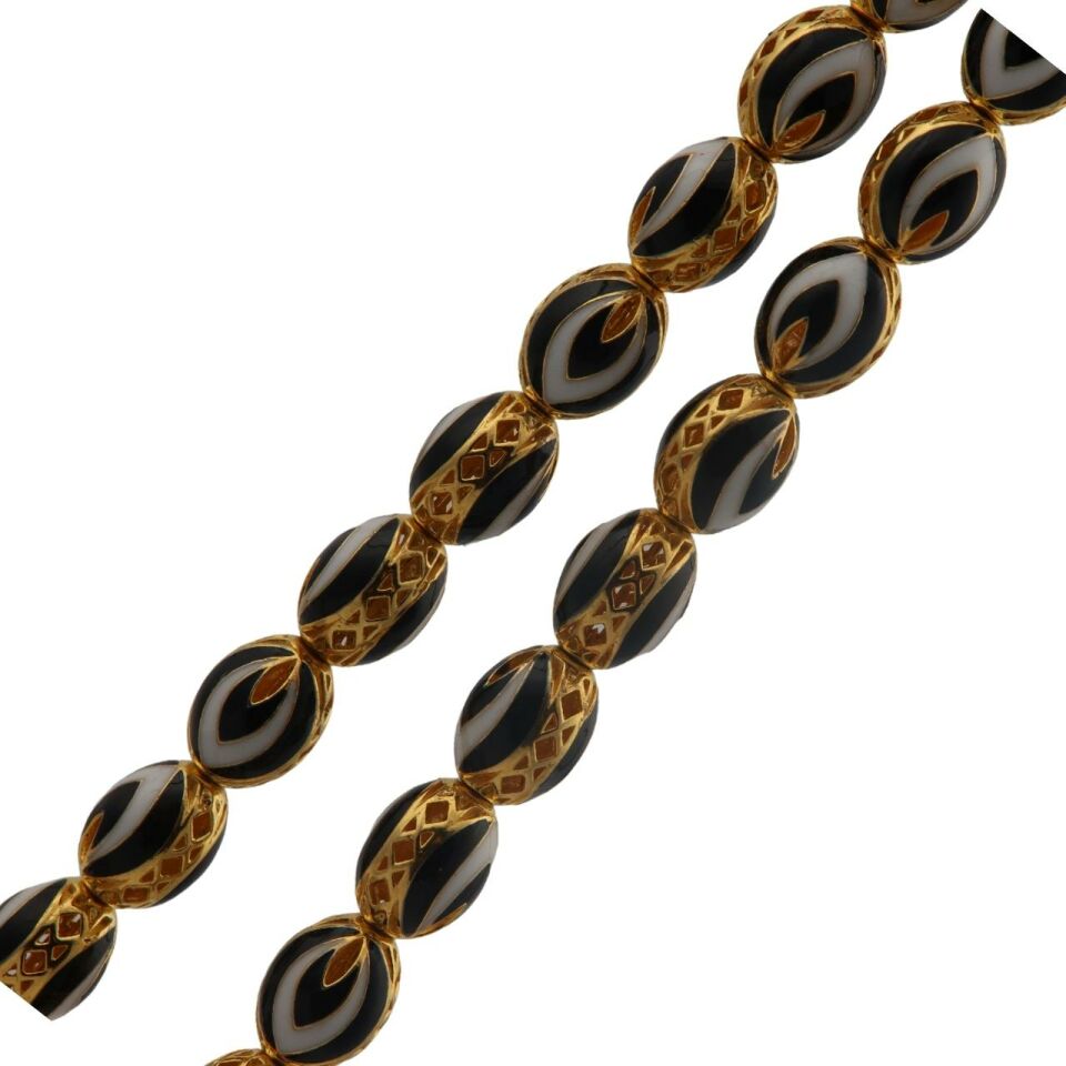 Black and White 14K Gold Men's Prayer Beads
