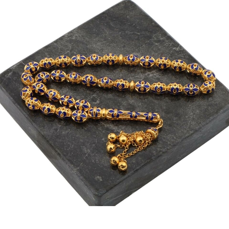 Blue Helmet 14 Carat Gold Prayer Beads Special Series Prayer Beads Models