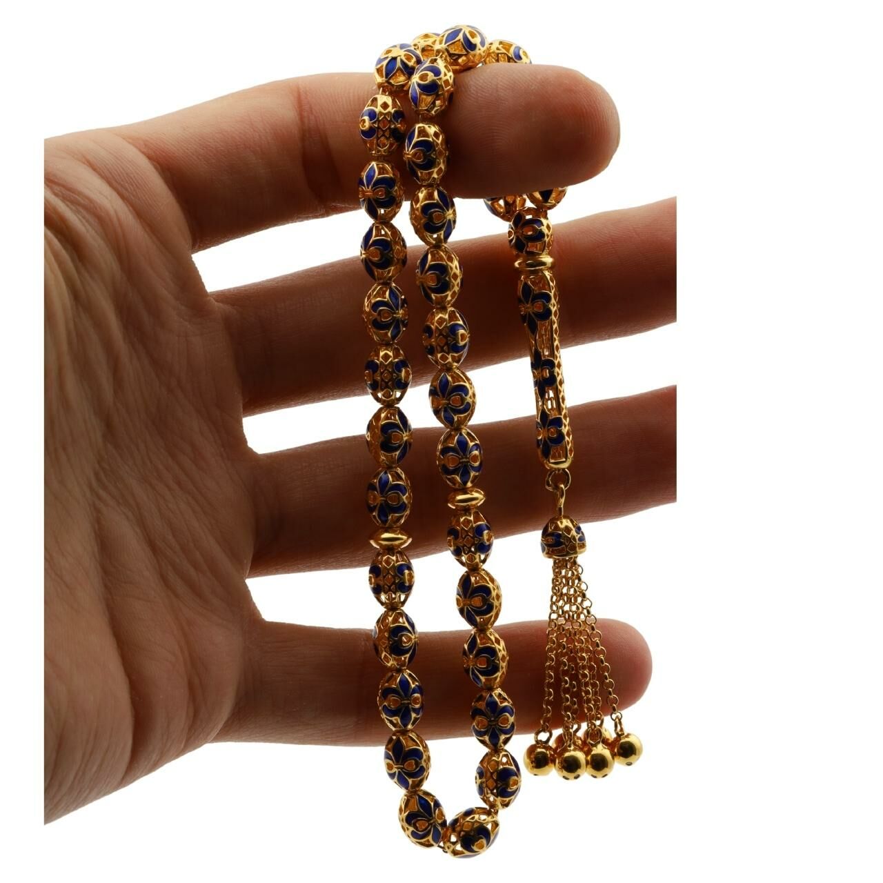 Blue Helmet 14 Carat Gold Prayer Beads Special Series Prayer Beads Models