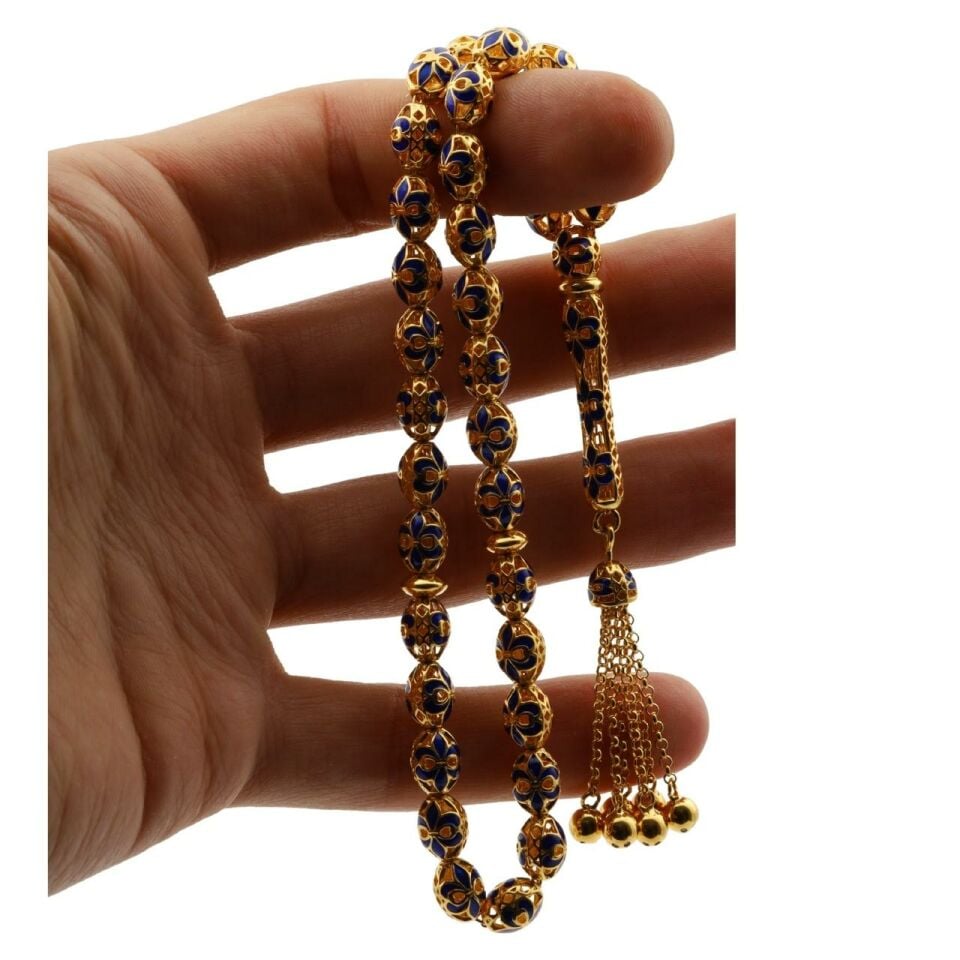 Blue Helmet 14 Carat Gold Prayer Beads Special Series Prayer Beads Models
