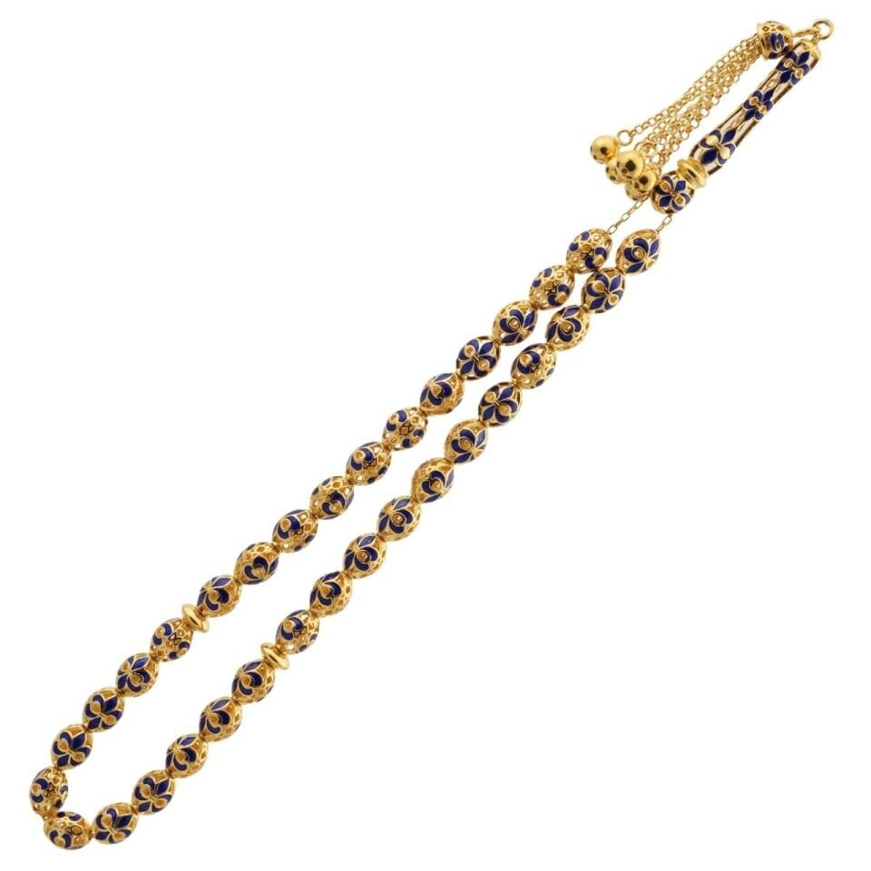 Blue Helmet 14 Carat Gold Prayer Beads Special Series Prayer Beads Models