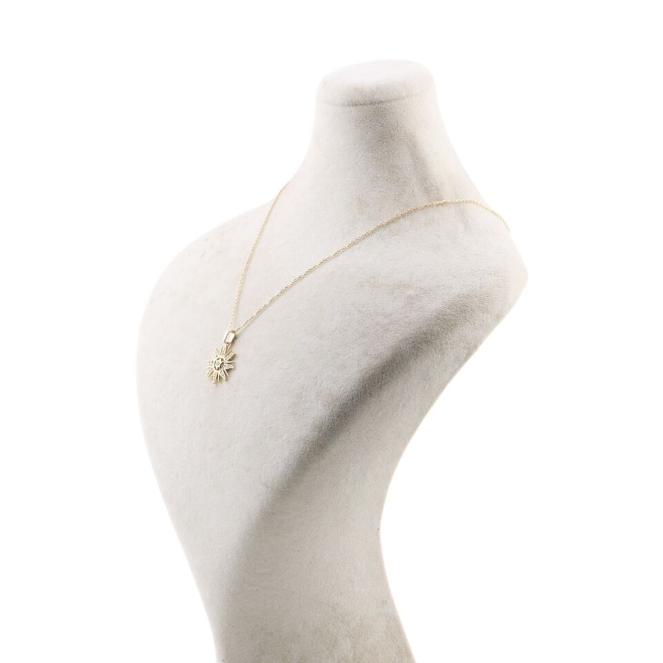 14 Ayar Altın Yıldız Güneş Kolye