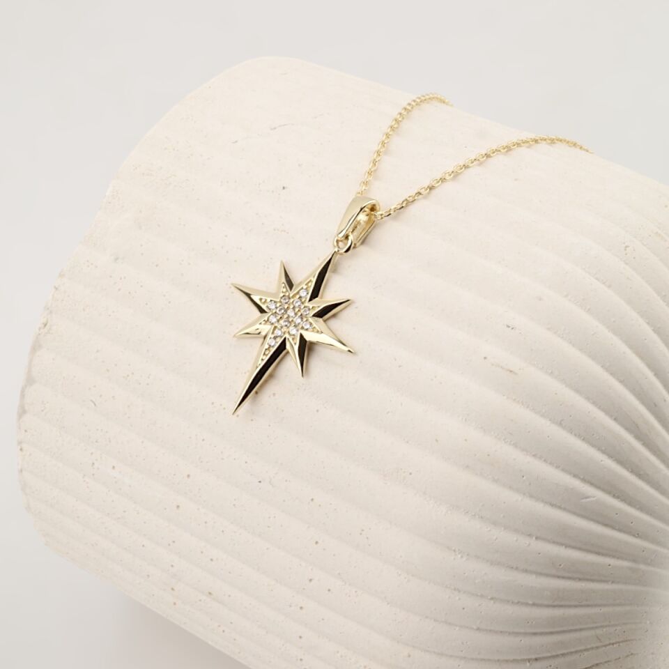 14 Ayar Altın Kutup Yıldızı Kolye