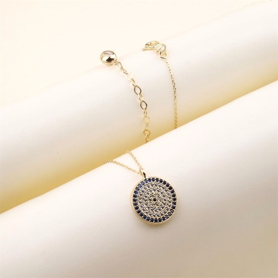 14 Ayar Altın Nazar Boncuğu Kolye