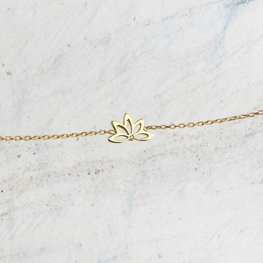 14 Ayar Altın Lotus Çiçeği Bileklik