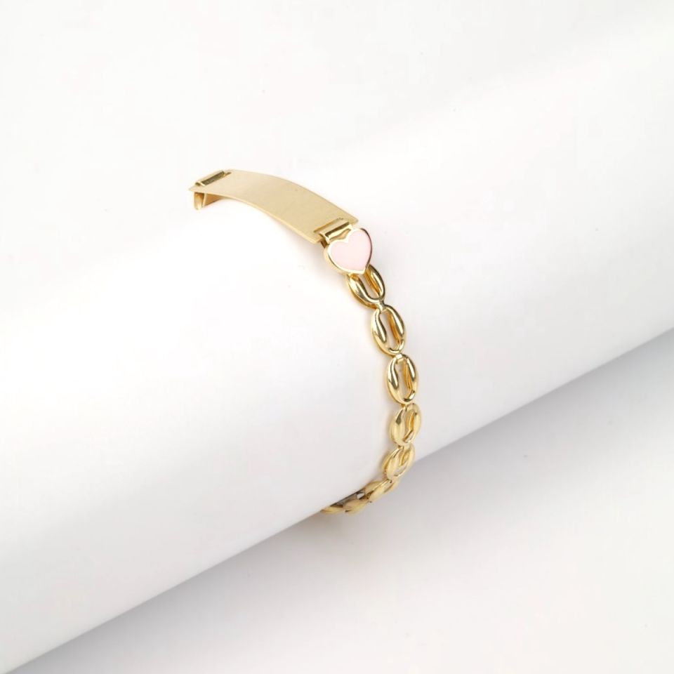 14 Ayar Altın Kalpli Bebek Künyesi