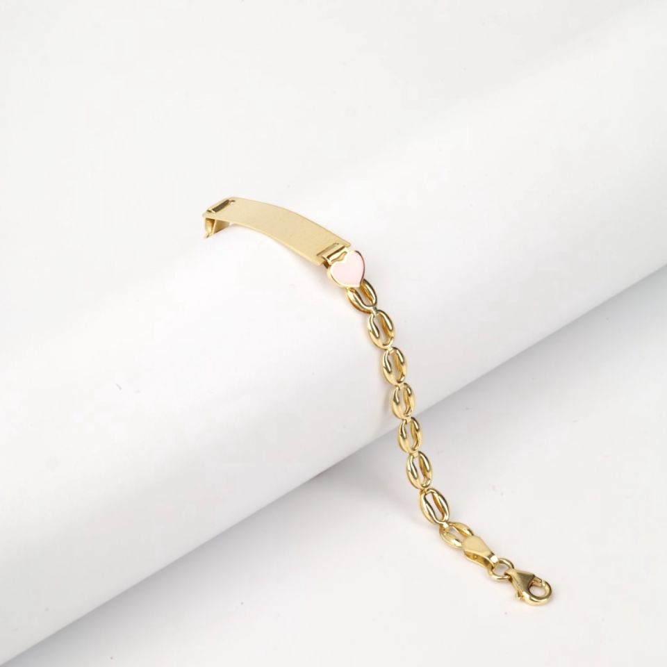 14 Ayar Altın Kalpli Bebek Künyesi