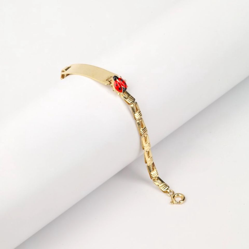 14 Ayar Altın Uğur Böcekli Bebek Künyesi