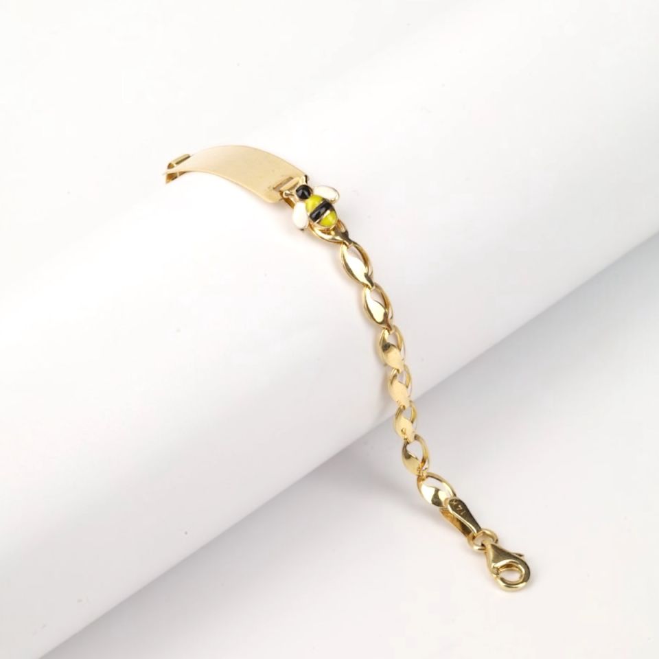 14 Ayar Altın Bal Arısı Bebek Künyesi