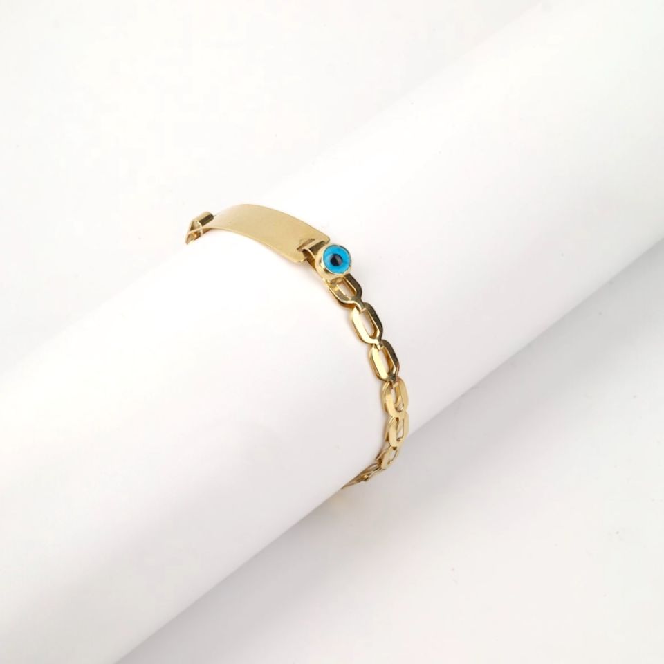 14 Ayar Altın Nazar Boncuklu Bebek Künyesi