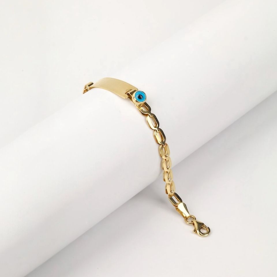 14 Ayar Altın Nazar Boncuklu Bebek Künyesi