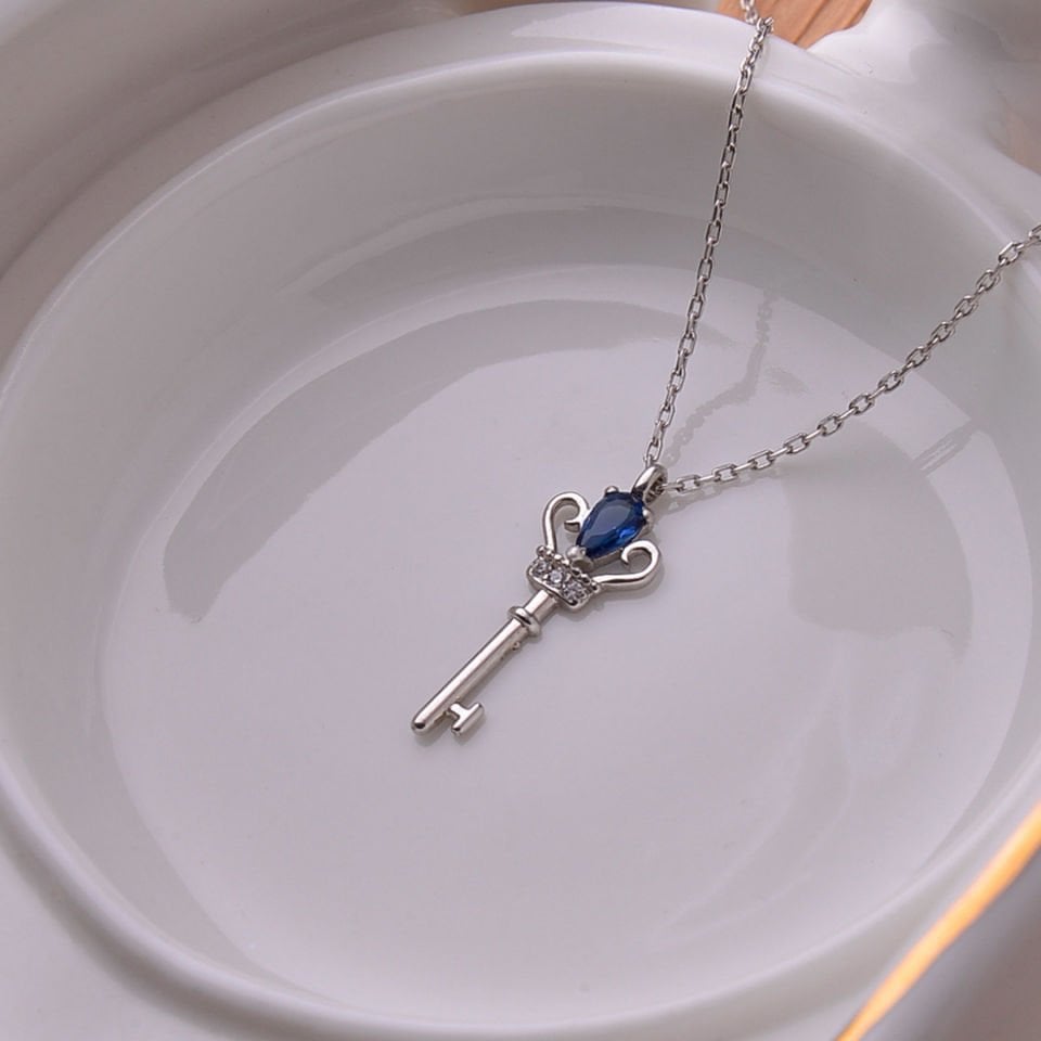 14 Ayar Altın Damla Taşlı Anahtar Kolye