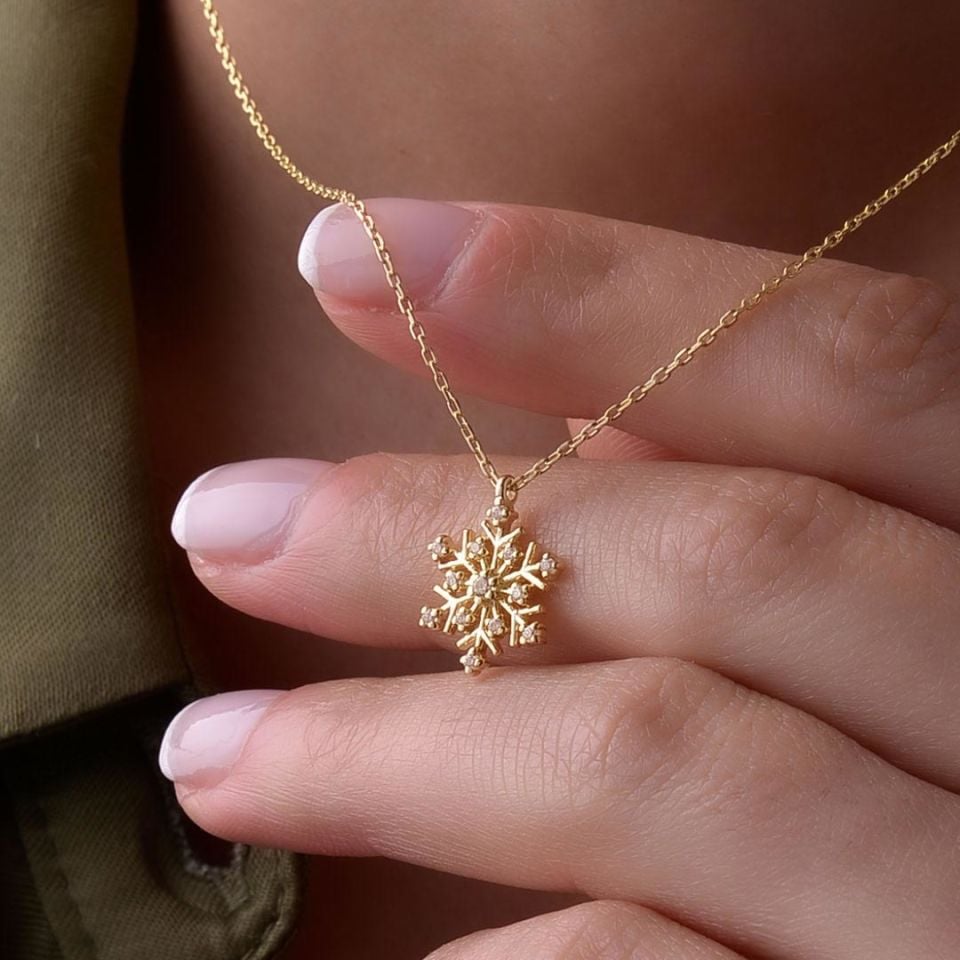 14K Gold Snowflake Necklace