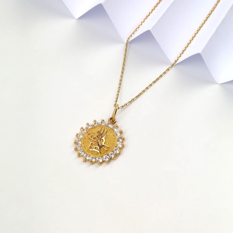 14 Ayar Altın Tuğralı Kolye