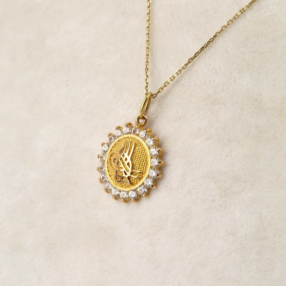 14 Ayar Altın Tuğralı Kolye