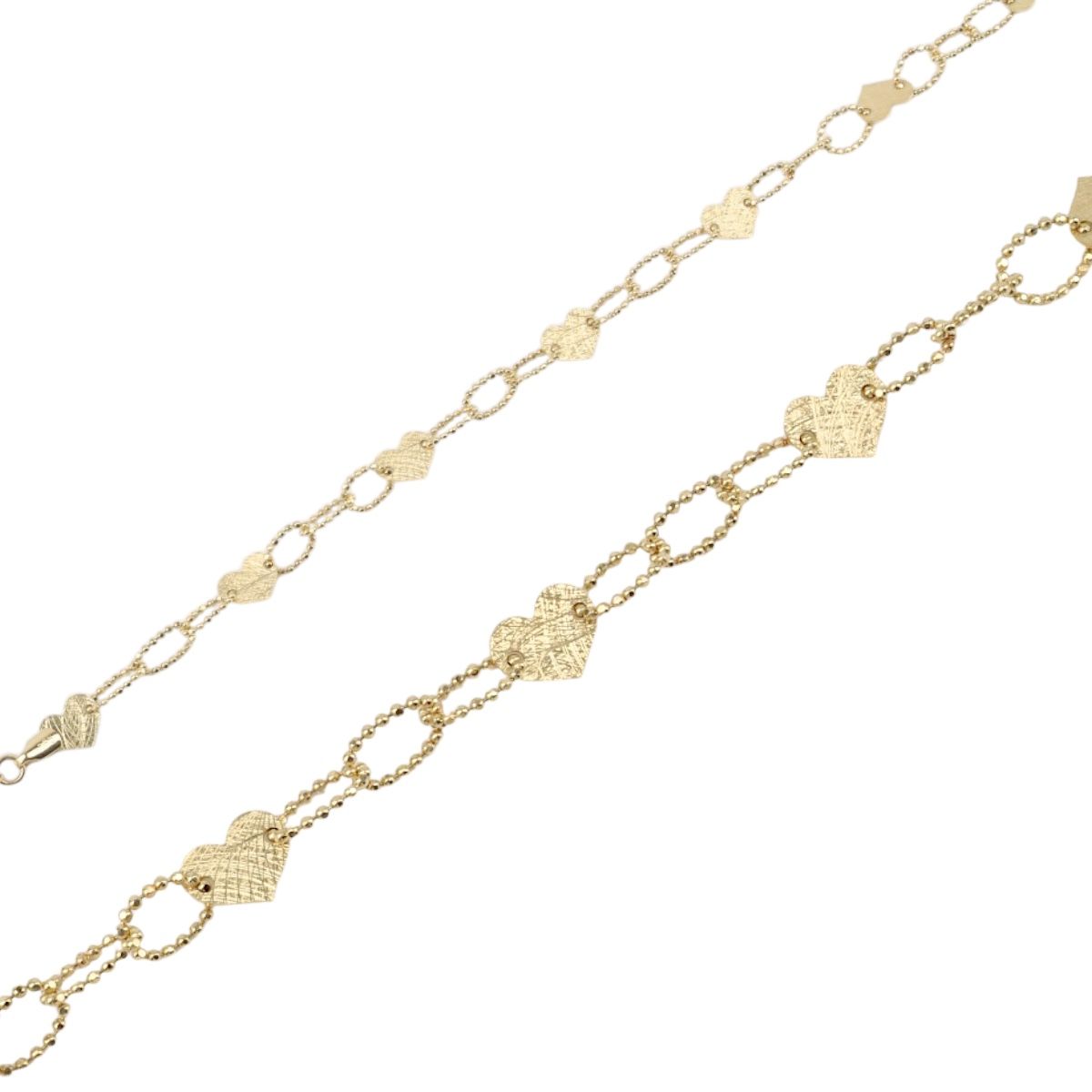14K Gold Dorika Ball Heart Chain Bracelet