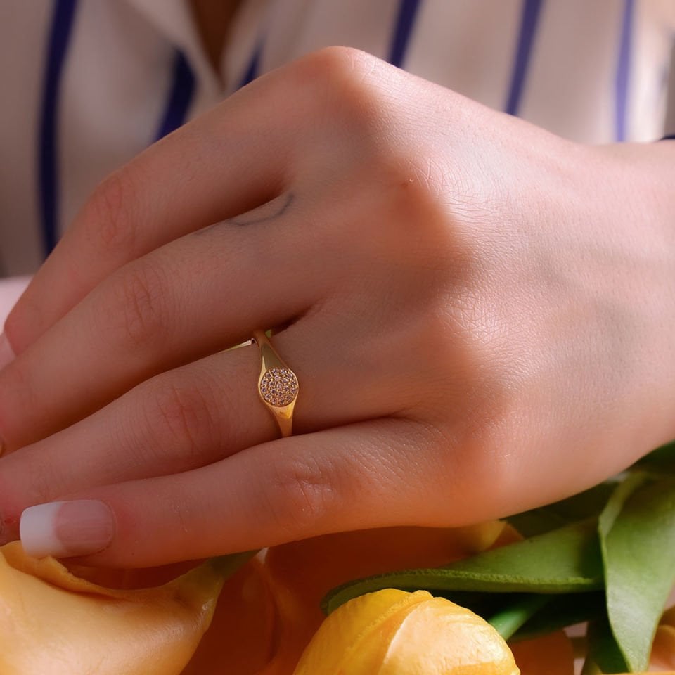 14K Gold Pave Ring
