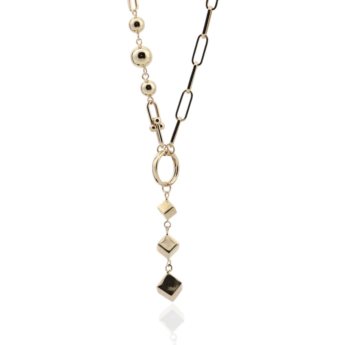 14 Ayar Altın Zincir Küp Tasarım Kolye