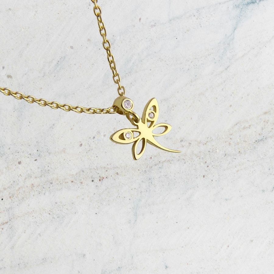 14K Gold Dragonfly Necklace