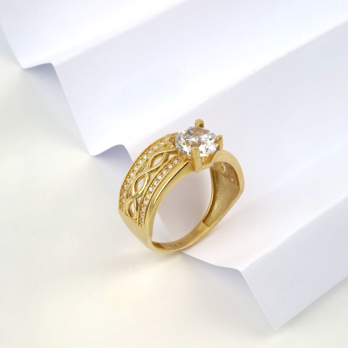 14K Gold Infinity Wedding Ring Solitaire Ring