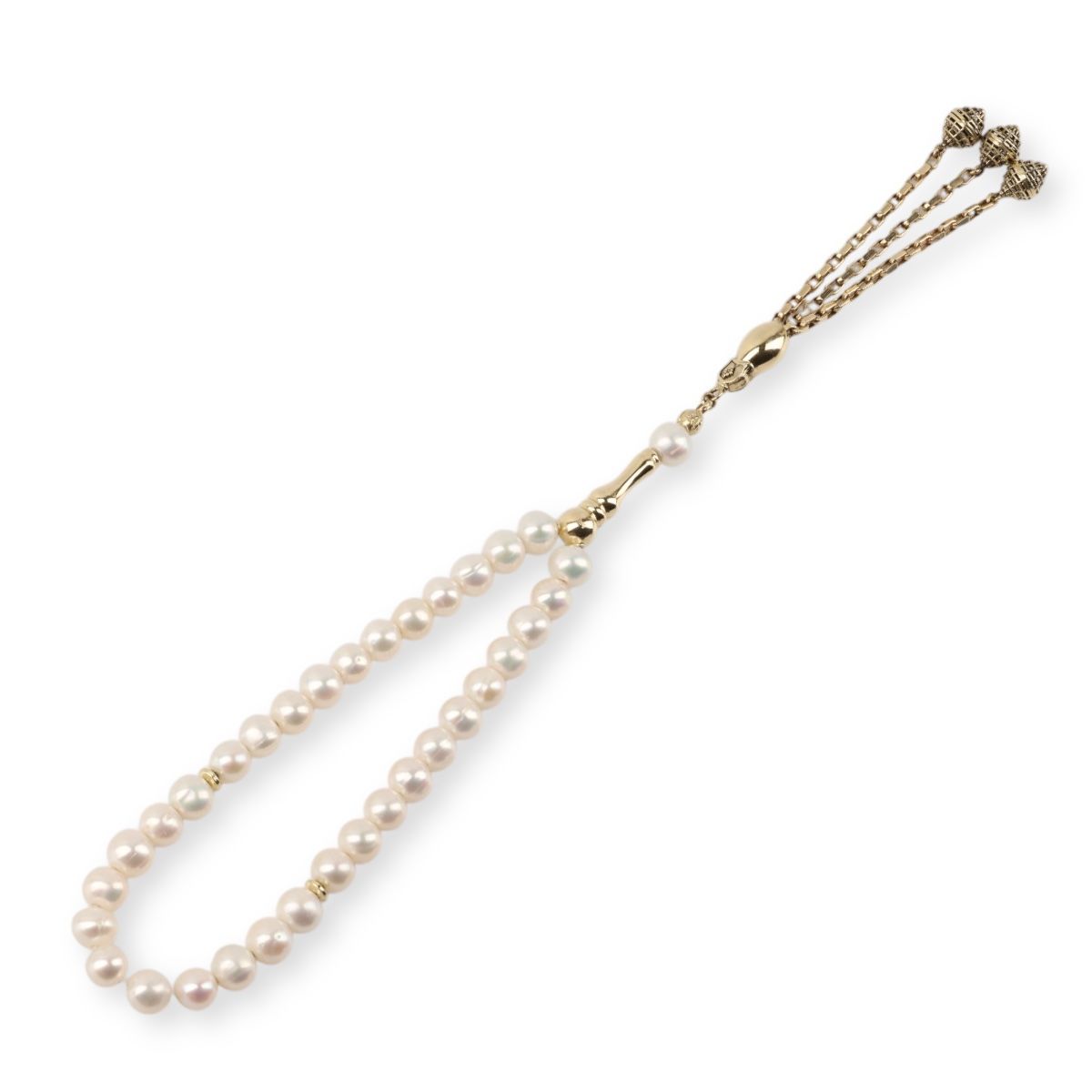 14K Gold Tassel Pearl Prayer Beads