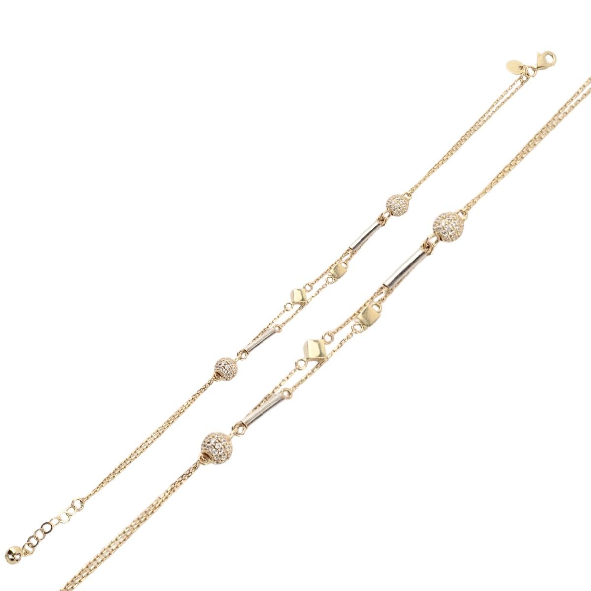14K Gold Cube Chain Bracelet