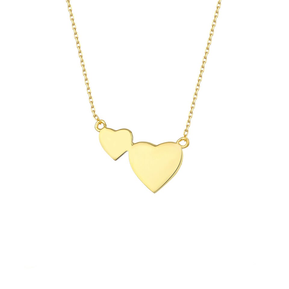 14K Gold Two Heart Necklace