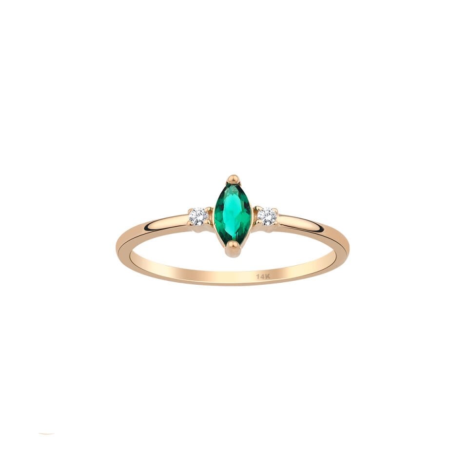 14 Carat Gold Marquise Stone Ring