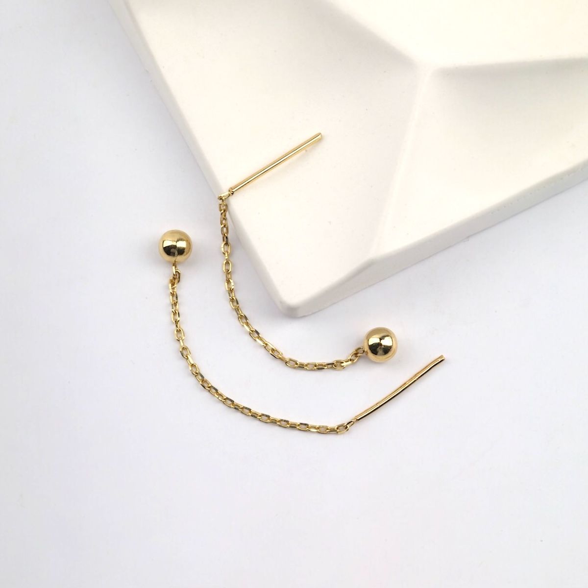14 Carat Gold Ball Chain Earrings