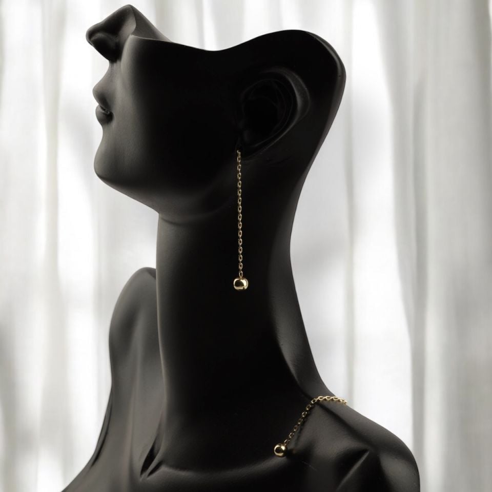 14 Carat Gold Ball Chain Earrings